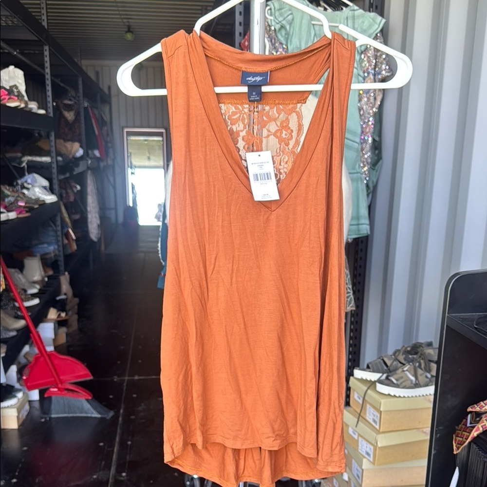 NWT daytrip Orange Lace-Back Women's Top